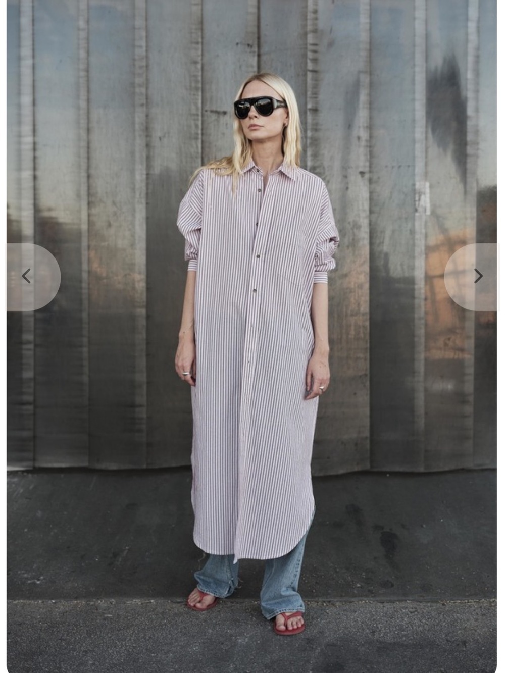 Cotton Striped Maxi Shirt Dress
